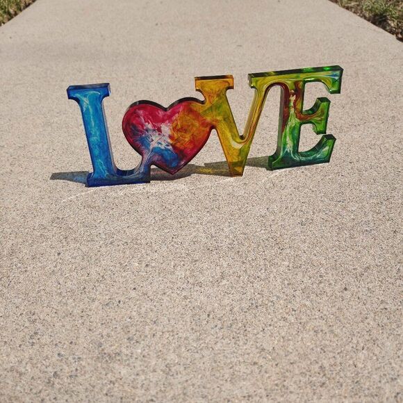 Resin LOVE Word Decor – Colorful Resin Letters – Handmade Home Accent - Picture 6 of 11
